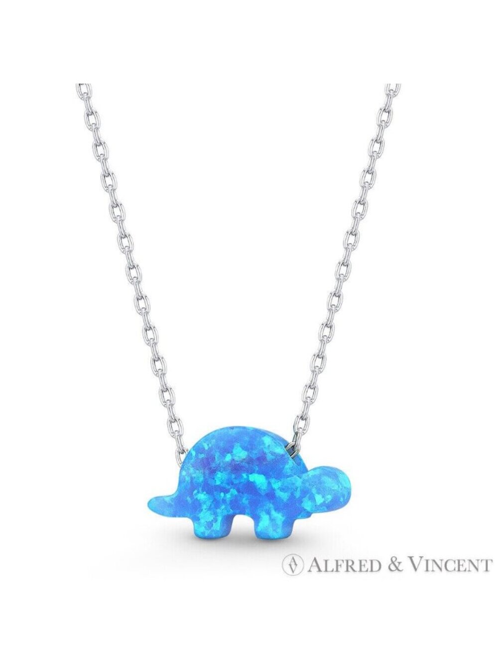 Lab-Created Opal Tortoise / Turtle Animal Charm Pendant in .925 Sterling Silver
